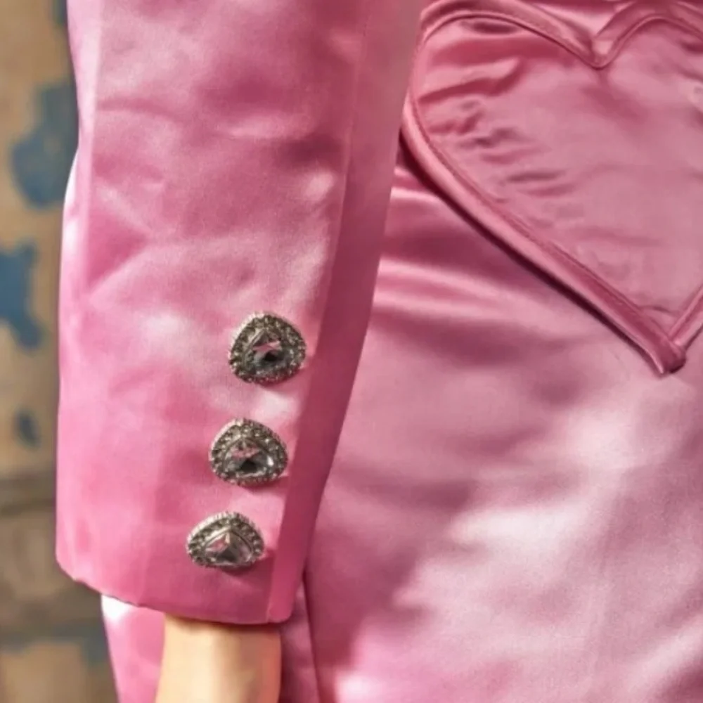 Flainer Pink Raspberry Satin Heart Shorts - Picture 3 of 7